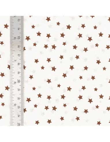 Tessuto popeline di cotone fantasia - Stella marrone