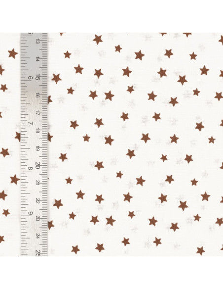 Tessuto popeline di cotone fantasia - Stella marrone
