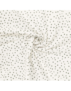 Tessuto popeline di cotone fantasia - Stella kaki