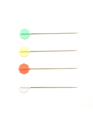 Scatola di 100 spilli con testa a forma di fiore Clover