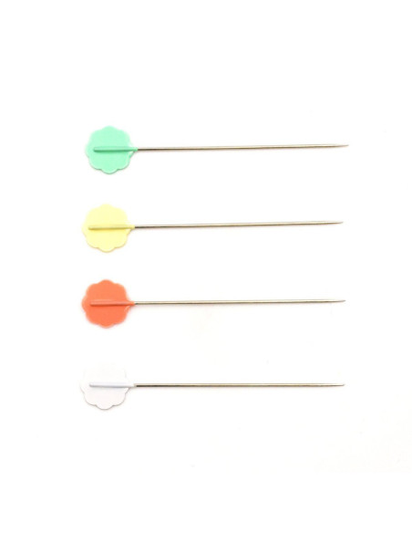 Scatola di 100 spilli con testa a forma di fiore Clover