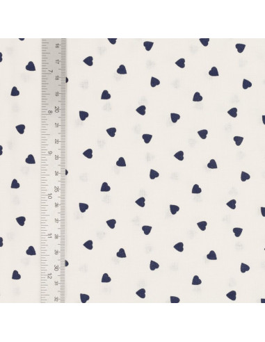 Tessuto popeline di cotone fantasia - Cuore indaco