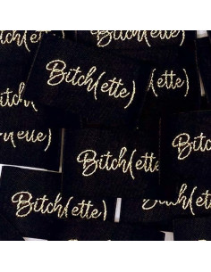 Set di 5 etichette tessute da cucire Bitch(ette) lurex