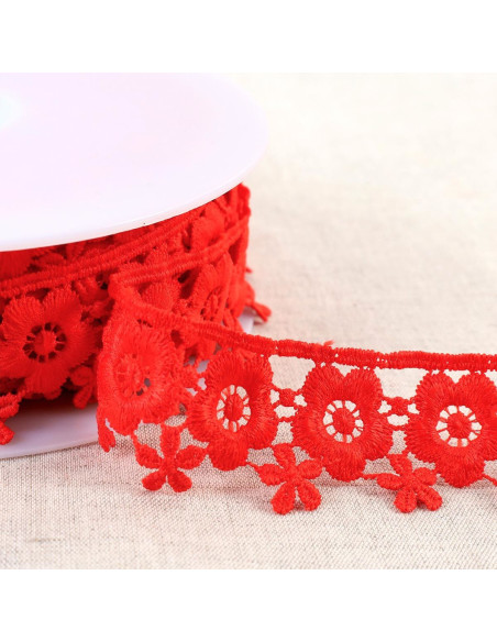 Guipure floreale - Rosso
