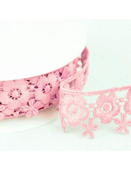 Guipure floreale - Rosa