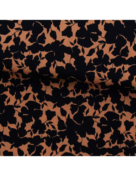 Tessuto in viscosa fantasia - Oinette beige e nero
