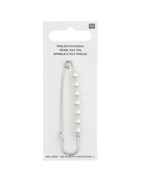 Spilla per kilt 76 mm - Argento con perle