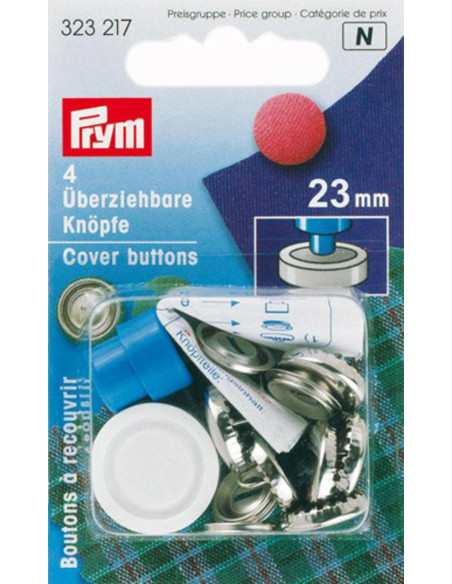 Scatola 4 bottoni da rivestire con attrezzo 23 mm