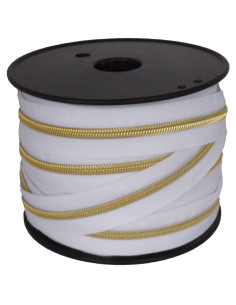 Chiusura in nylon 5 mm lurex - Bianco e oro