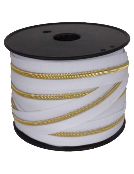 Chiusura in nylon 5 mm lurex - Bianco e oro