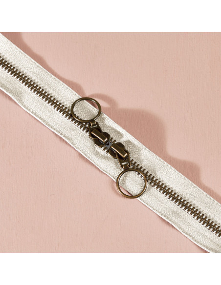 Chiusura a doppio cursore in ottone Off White 60 cm - Atelier Brunette