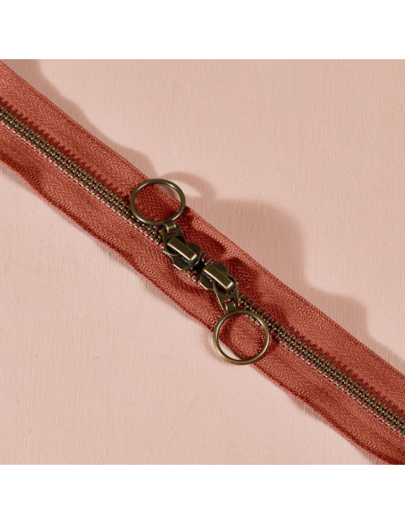 Chiusura a doppio cursore in ottone Chestnut 60 cm - Atelier Brunette