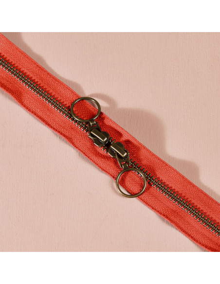 Chiusura a doppio cursore in ottone Tangerine 60 cm - Atelier Brunette