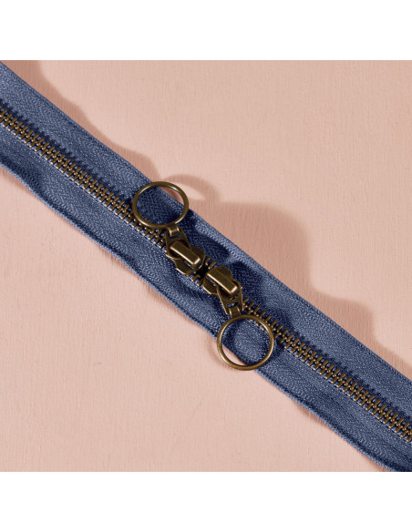 Chiusura a doppio cursore in ottone Cobalt 60 cm - Atelier Brunette