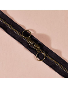 Chiusura a doppio cursore in ottone nero 60 cm - Atelier Brunette