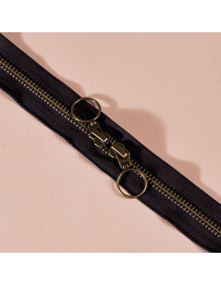 Chiusura a doppio cursore in ottone nero 60 cm - Atelier Brunette