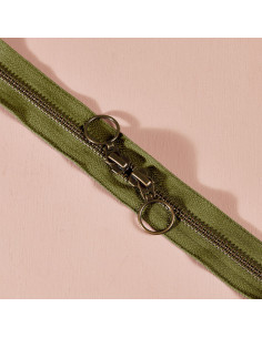 Chiusura a doppio cursore in ottone Matcha Leaf 60 cm - Atelier Brunette