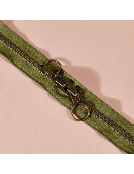 Chiusura a doppio cursore in ottone Matcha Leaf 60 cm - Atelier Brunette