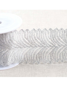Ricamo metallico su tulle - Argento