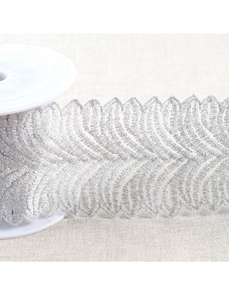 Ricamo metallico su tulle - Argento