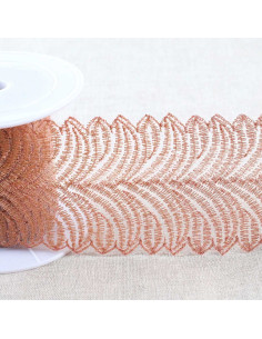 Ricamo metallico su tulle - Oro rosa