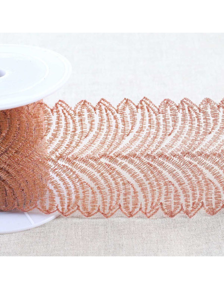 Ricamo metallico su tulle - Oro rosa