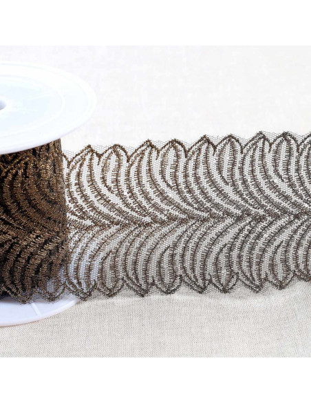 Ricamo metallico su tulle - Nero e oro