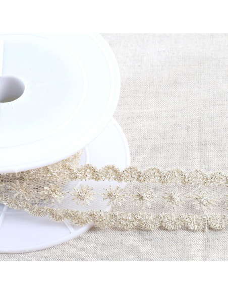 Ricamo metallico stelle su tulle - Oro