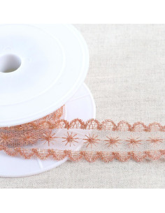 Ricamo metallico stelle su tulle - Oro rosa