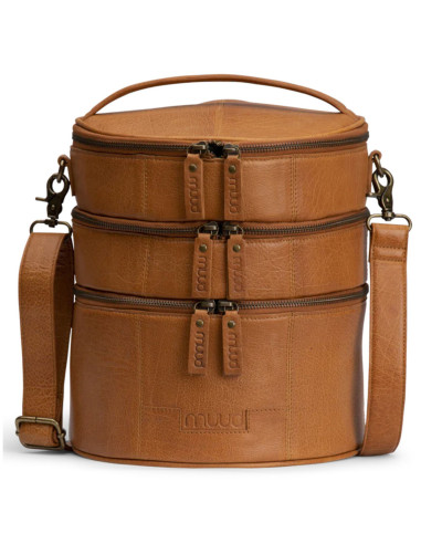 Borsa portaoggetti in pelle per il lavoro a maglia Muud Bturn - Whisky