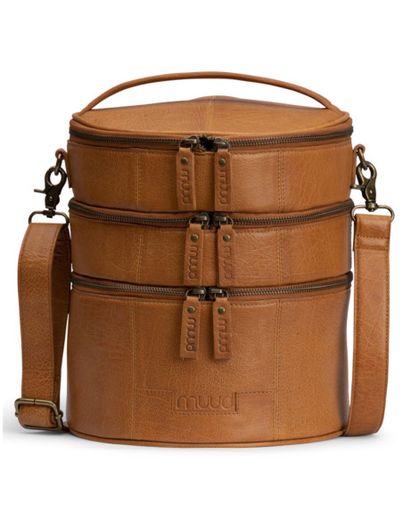 Borsa portaoggetti in pelle per il lavoro a maglia Muud Bturn - Whisky