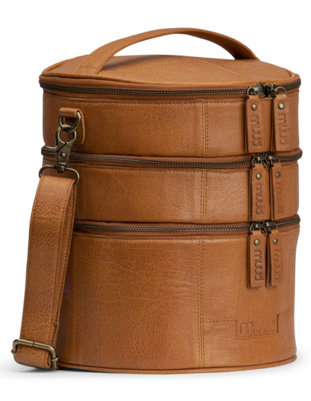 Borsa portaoggetti in pelle per il lavoro a maglia Muud Bturn - Whisky
