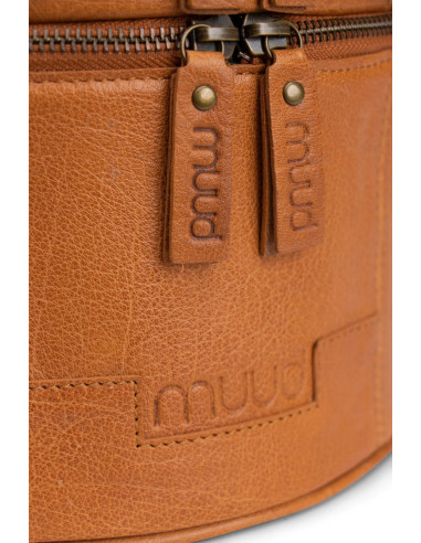 Borsa portaoggetti in pelle per il lavoro a maglia Muud Bturn - Whisky