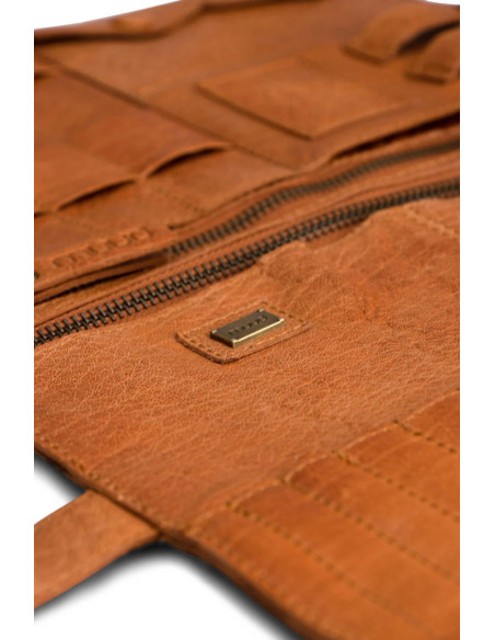 Custodia in pelle per uncinetti e aghi intercambiabili Muud Billie - Whisky