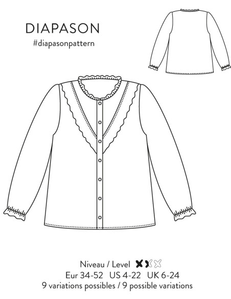 Modello di camicetta Diapason - Atelier Scämmit