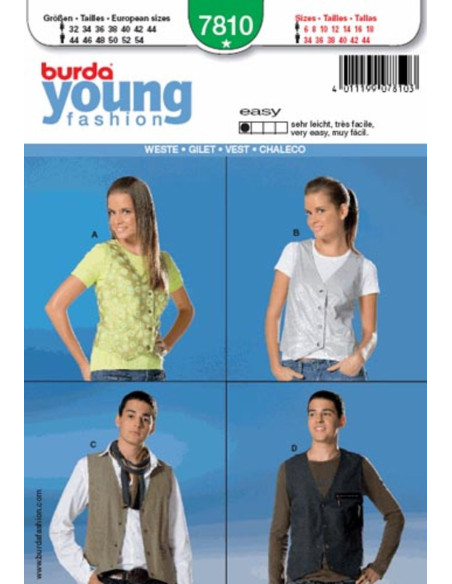 Modello di gilet - Burda 7810