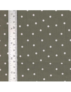 Tessuto popeline di cotone a pois - Verde grigio 2