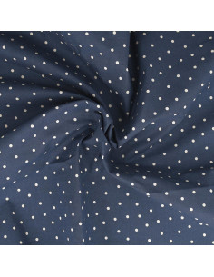 Tessuto popeline di cotone a pois - Indigo