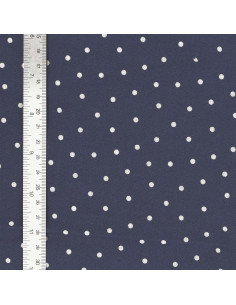 Tessuto popeline di cotone a pois - Indigo 2