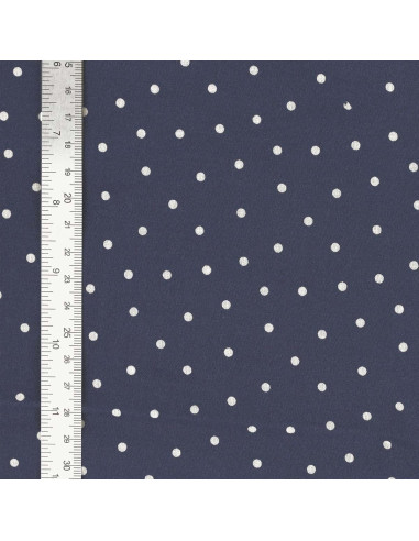 Tessuto popeline di cotone a pois - Indigo