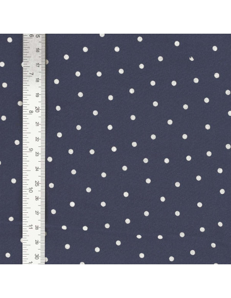 Tessuto popeline di cotone a pois - Indigo