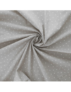Tessuto popeline di cotone a pois - Grigio