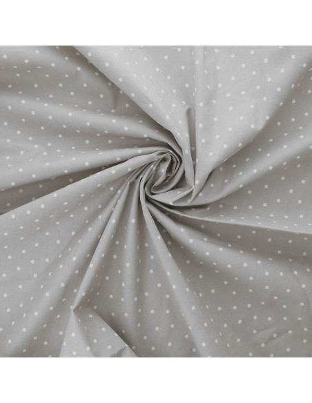Tessuto popeline di cotone a pois - Grigio