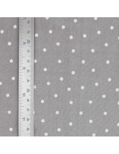 Tessuto popeline di cotone a pois - Grigio