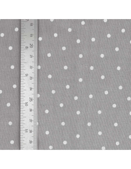 Tessuto popeline di cotone a pois - Grigio