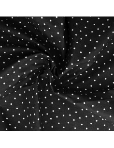 Tessuto popeline di cotone a pois - Nero