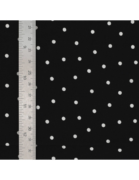 Tessuto popeline di cotone a pois - Nero