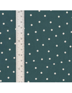 Tessuto popeline di cotone a pois - Blu petrolio 2