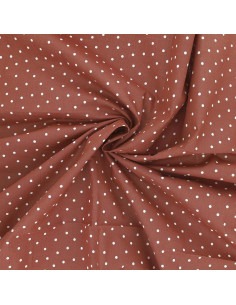 Tessuto popeline di cotone a pois - Terracotta