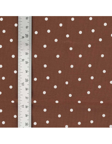 Tessuto popeline di cotone a pois - Terracotta